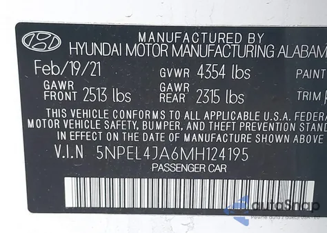 2021 Hyundai Sonata Sel from USA, damaged, VIN 5NPEL4JA6MH124195